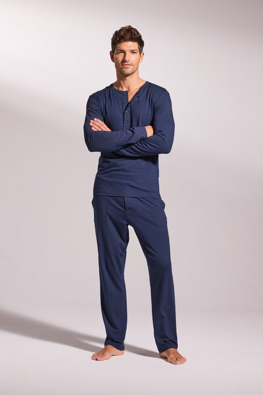 Premium Pyjama Long Sleeve Henley Set