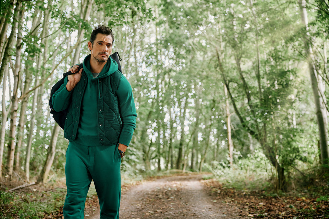David in Forest Green Ulimate Hoodie, Joggers and Cotton Evergreen Gilet