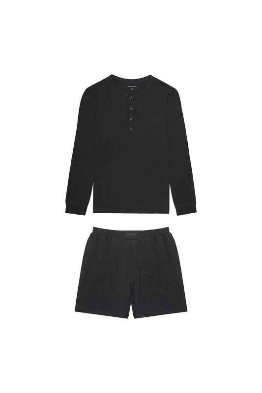 Premium Pyjama Long Sleeve Henley Short Set