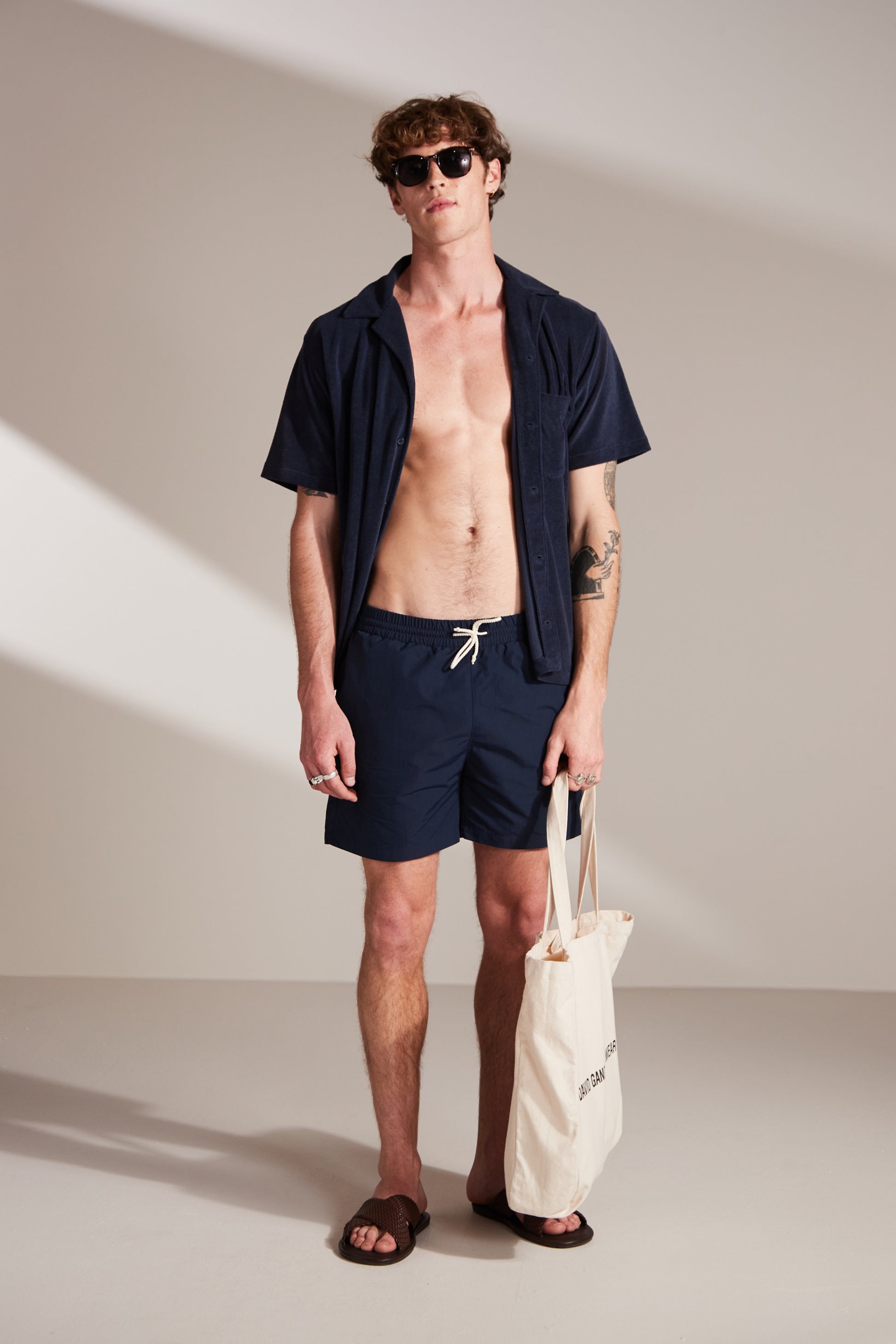 Mid Length Swim Shorts Navy David Gandy Wellwear1