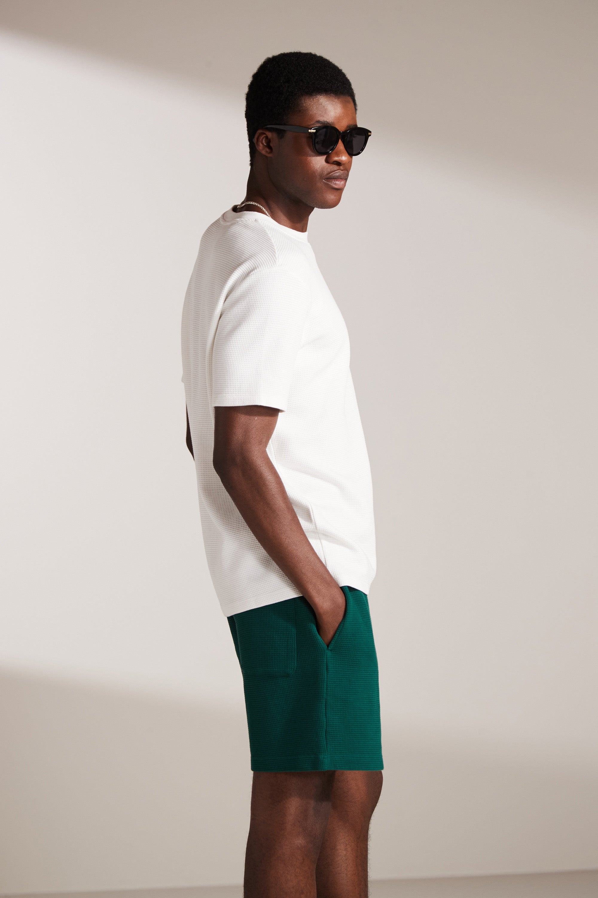 Waffle Tee Set Off White Forest Green David Gandy Wellwear