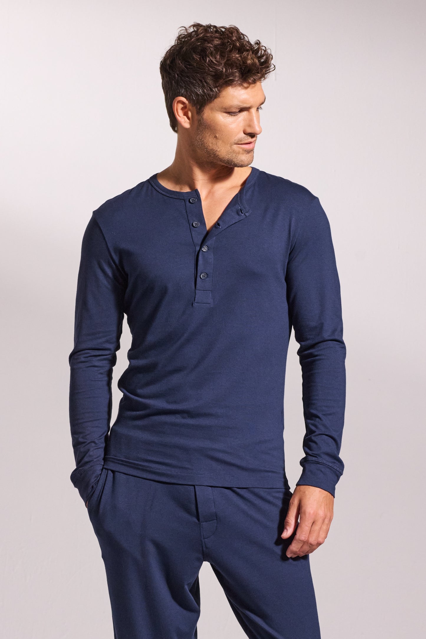 Premium Pyjama Long Sleeve Henley Set