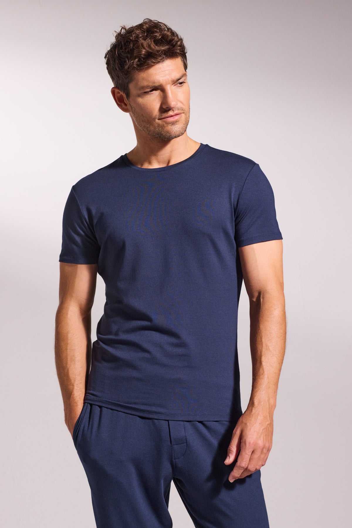 Buy Premium Pyjama Crew - Navy | Men's Pyjama Tops | David Gandy Wellwear