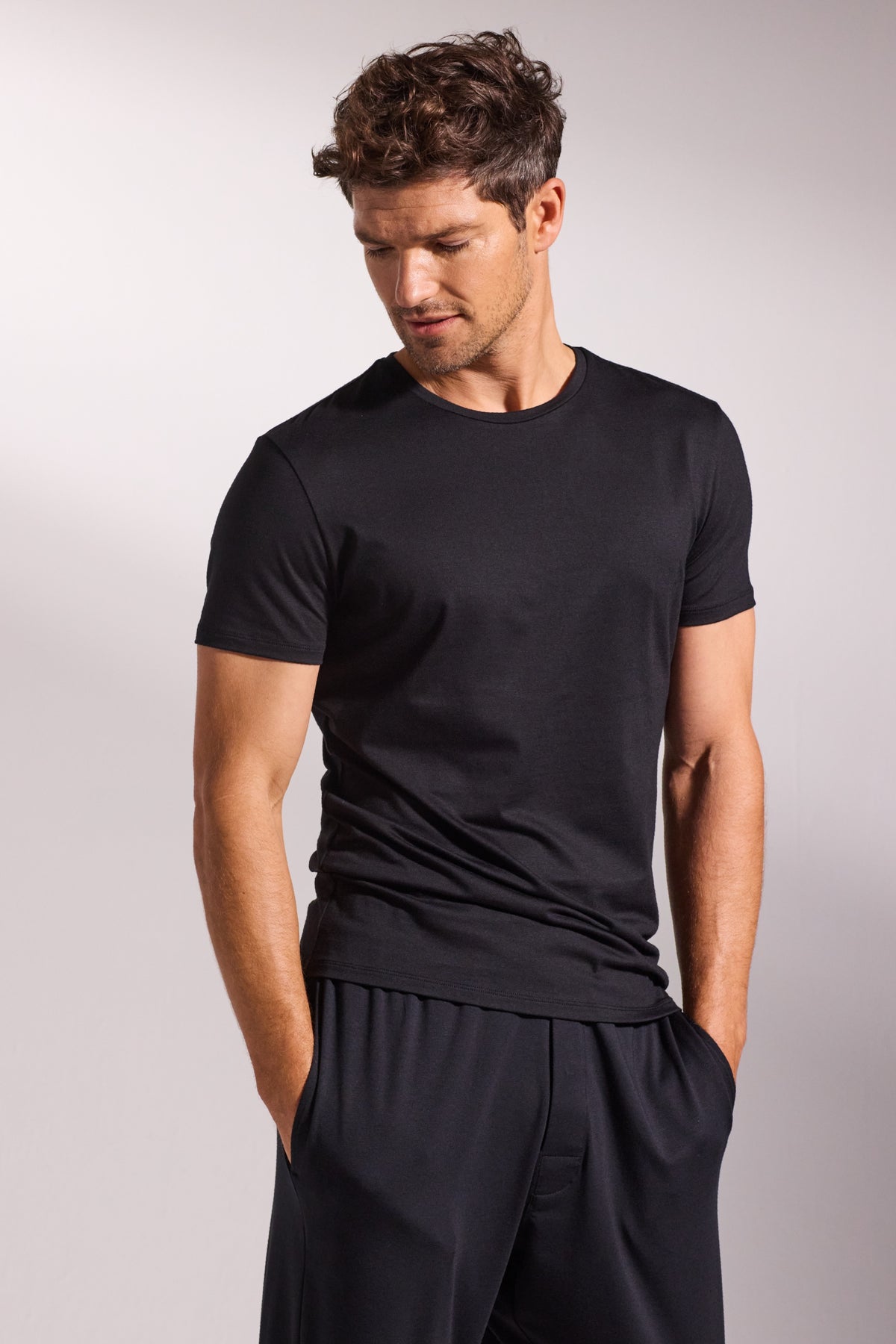 Set Premiem Buy Premium Pyjama Crew Set - Black | Men's Pyjama Sets | David Gandy ...