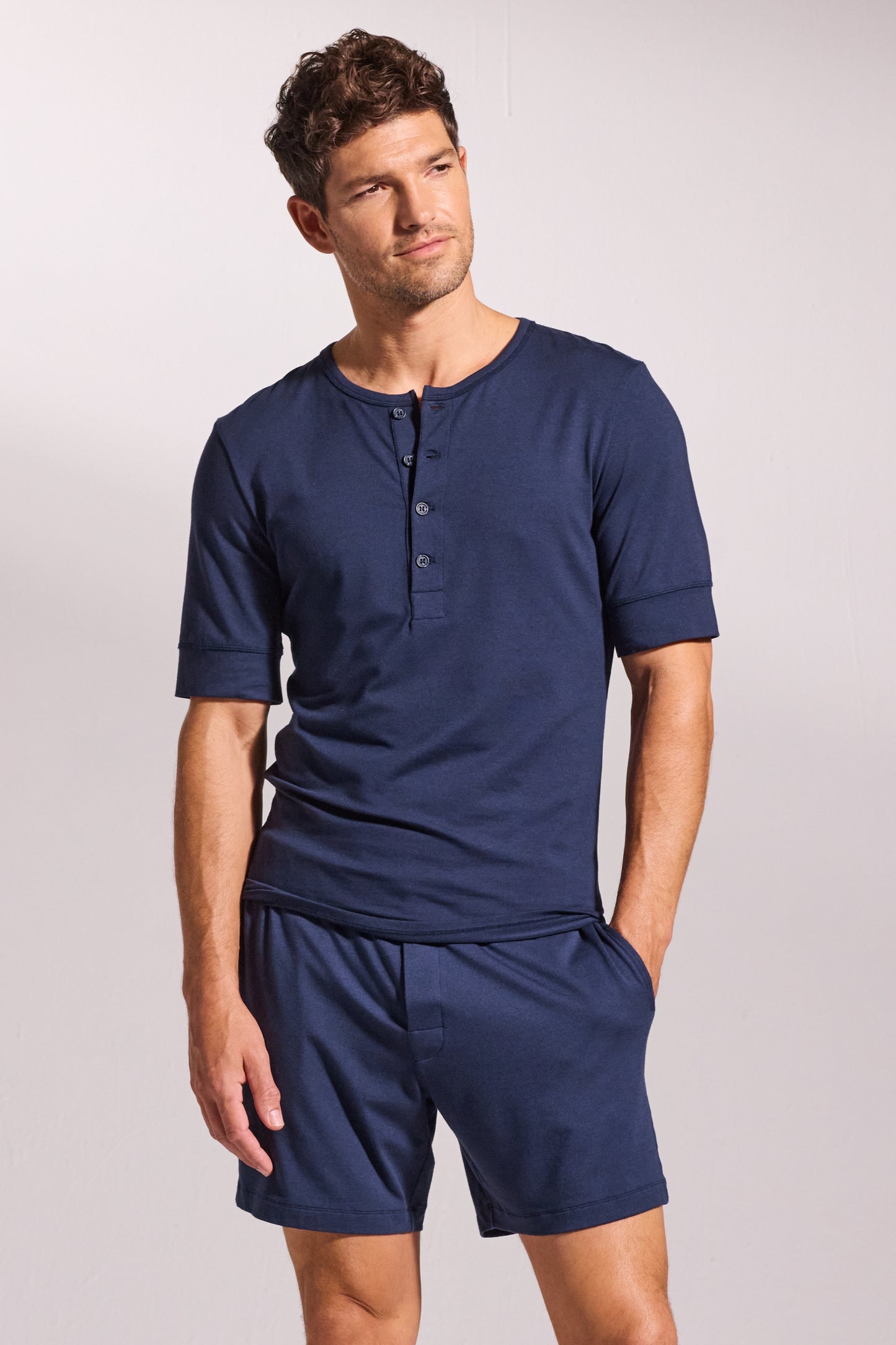 Premium Pyjama Henley Short Set