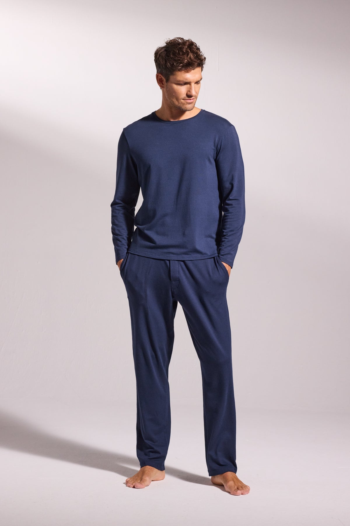 Buy Premium Pyjama Pant Set - Navy | Men's Pyjama Sets | David Gandy ...