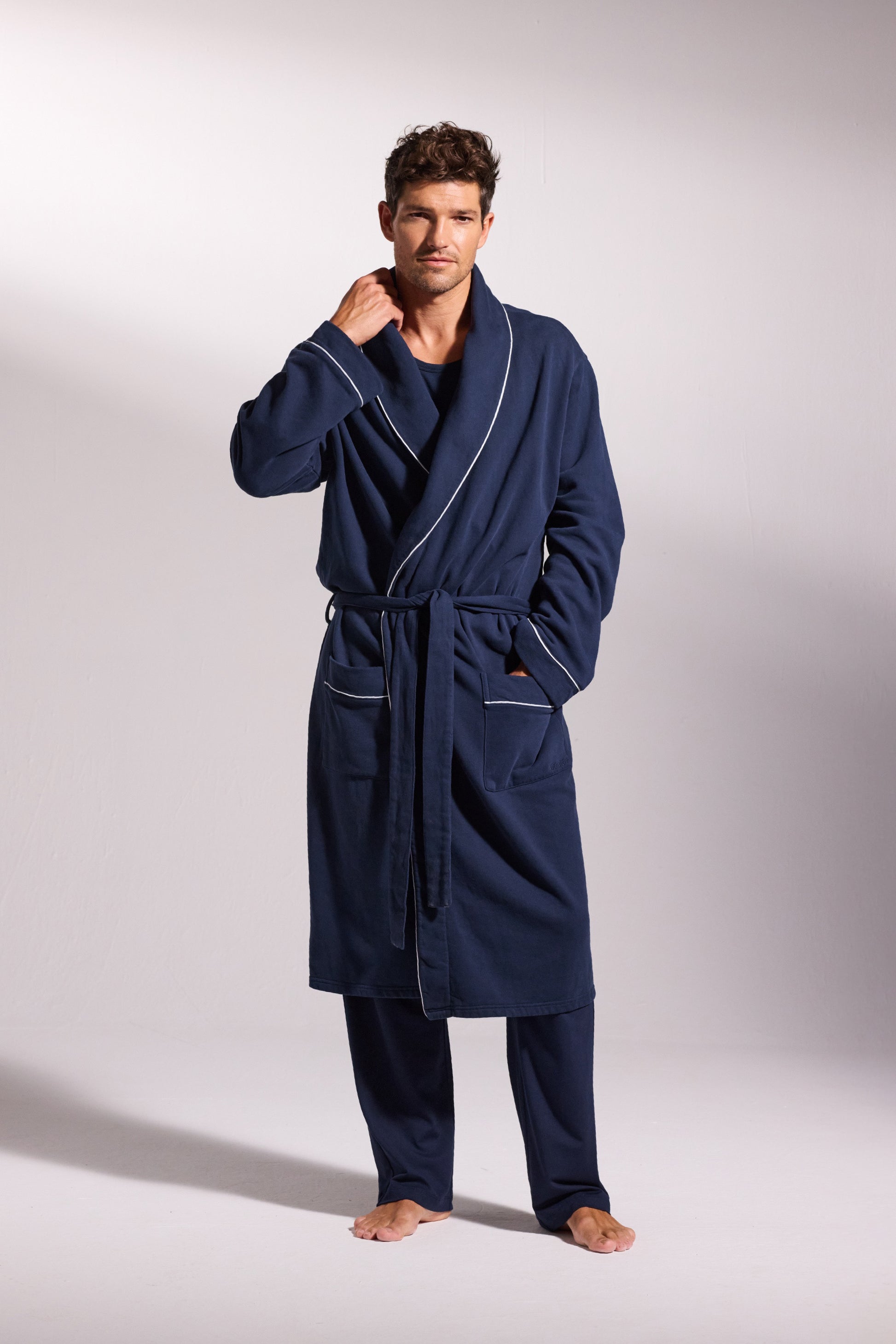 navy blue mens dressing gown Bown of London Men's Towelling Dressing Gown - Phoenix in Navy