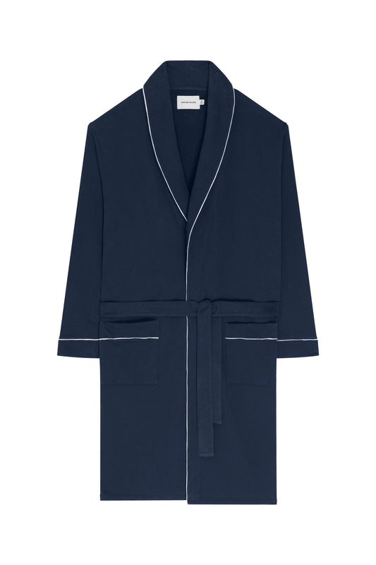 mens cotton dressing gowns uk Men's 100% Cotton Dressing Gown - Blue and White Stripe | Luxury Dressing Gowns